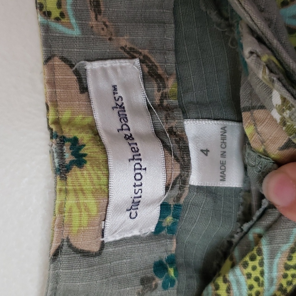 Christopher & Banks floral peplum midi skirt, ruffle, drawstring women's size 4 - Picture 6 of 7